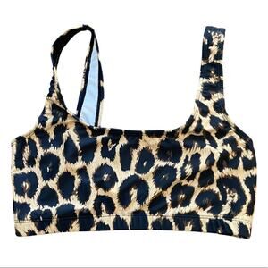 Leopard Print Thick Strap Bikini Top Black Tan